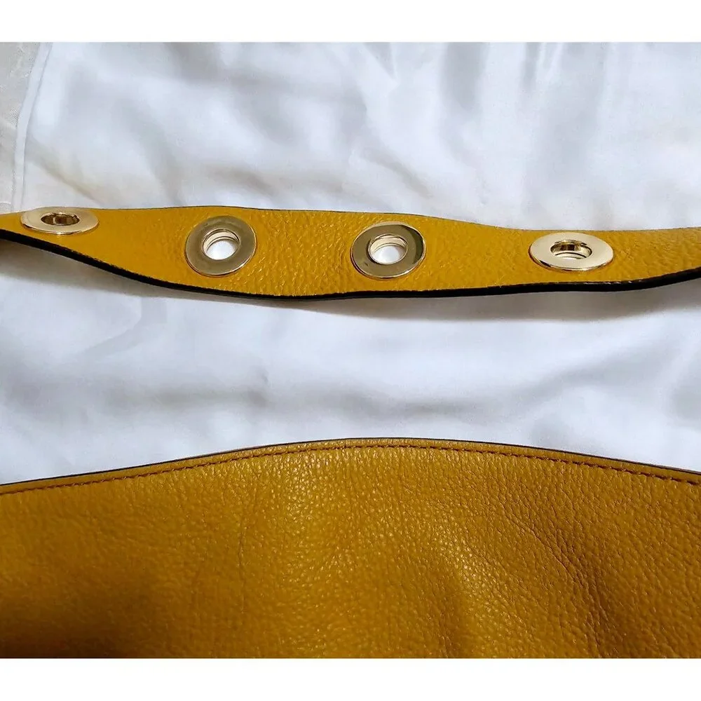 Michael Kors Brooklyn Large Leather Shoulder Handbag Purse Yellow